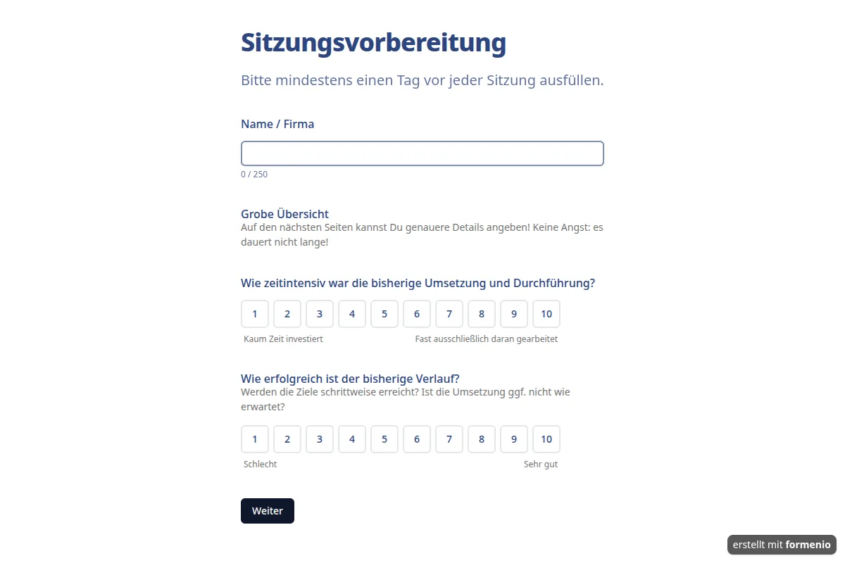 Sitzungsvorbereitung – Formular-Vorlage