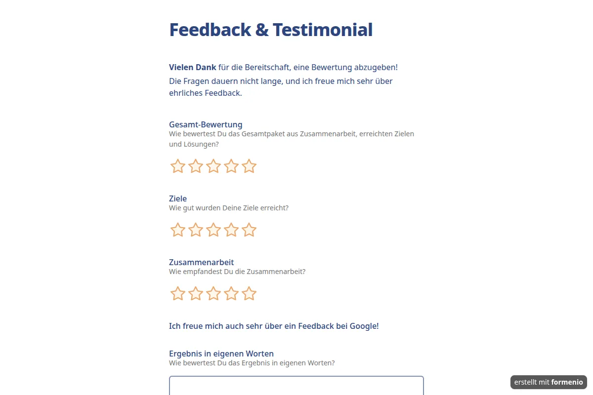 Feedback & Testimonial – Formular-Vorlage